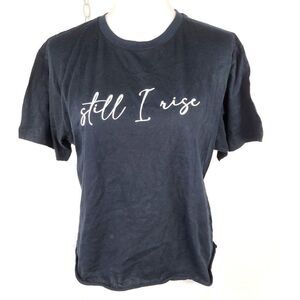 MIKEN FLOW Still I Ris Crop Top Yoga T-Shirt Black Womens Size L